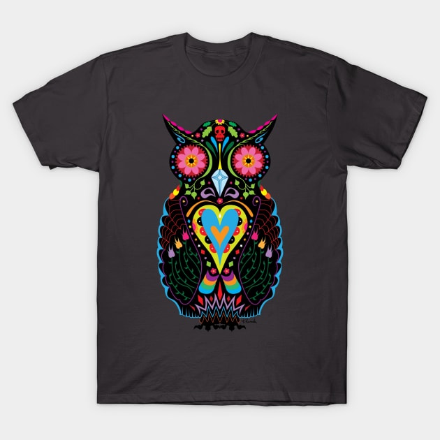 Day Of The Dead Owl T-Shirt by PrettyGhoul